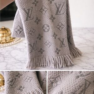 Louis Vuitton Grey Monogram Wool Scarf